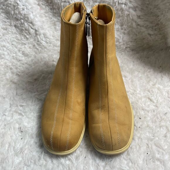 Timberland leather wheat Nubuck ankle wedge boots side zipper size 7.5M - Picture 4 of 14